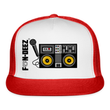 Two Turntables and a Microphone Trucker Cap - white/red