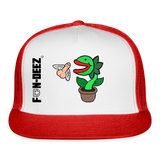 Penis Fly Trap Trucker Hat - white/red