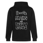 Beauty, Brains, and Booty Gains Hoodie - black