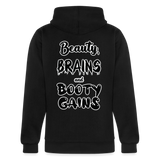 Beauty, Brains, and Booty Gains Hoodie - black