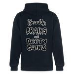 Beauty, Brains, and Booty Gains Hoodie - navy