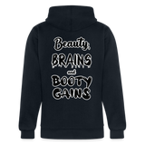 Beauty, Brains, and Booty Gains Hoodie - navy